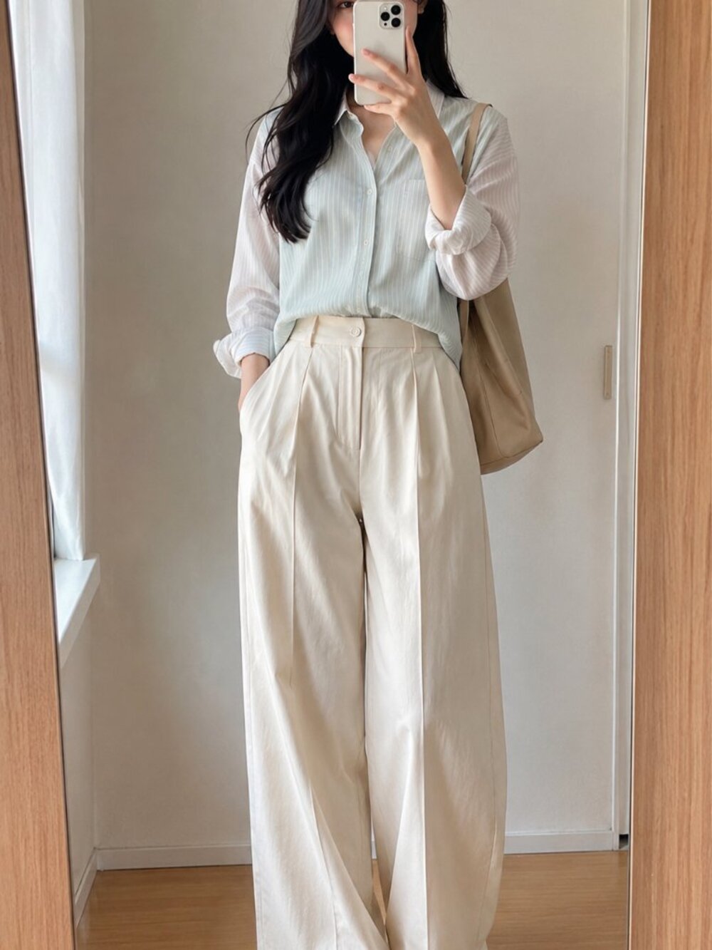 Velvet Heart Striped Button Down Shirt Minimalist Korean Style M